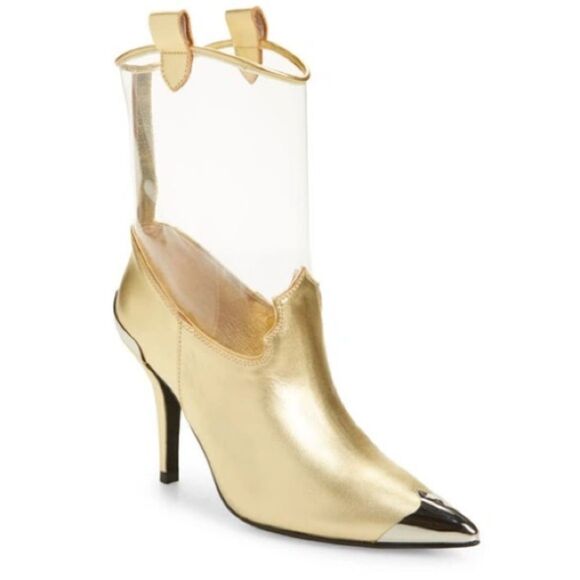 JEFFREY CAMPBELL EL PASO WESTERN BOOT IN GOLD CLEAR/ size 6.5 - Picture 1 of 8